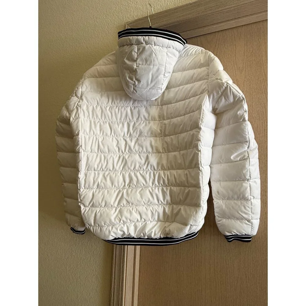 Calvin Klein White Hooded Puffer Jacket Sorona Aura Insulation Size Medium - Picture 2 of 9